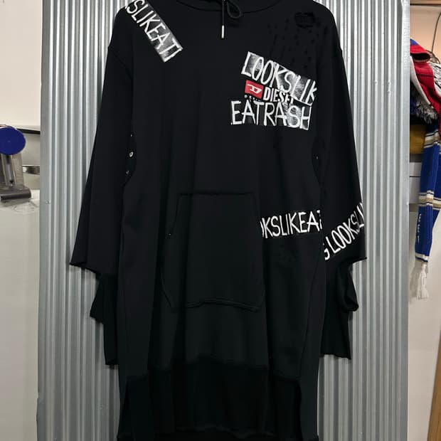 (XS) 디젤 헤이트 꾸뛰르 데미지 언밸런스 롱 후드 원피스
