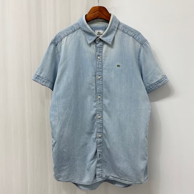 Lacoste 라코스테 빈티지워싱 데님 반팔셔츠