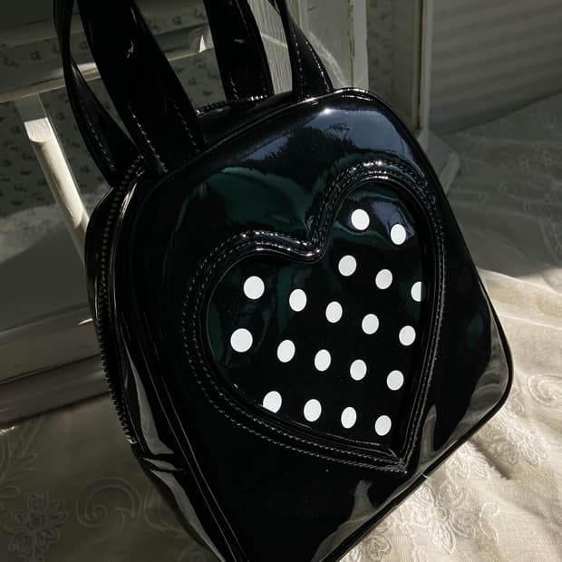 꼼데가르송걸 도트하트 토트백