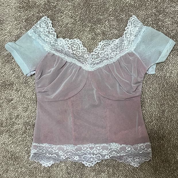 [Badee] Laced off the shoulder top