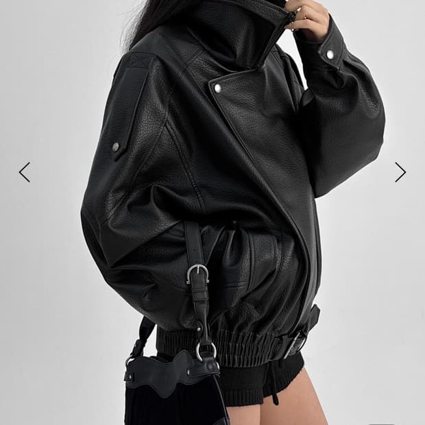 블랙업 티쿠 더블카라 벨트 레더 자켓