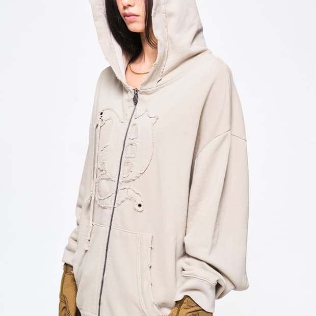 BACK TIE DETAIL ZIP-UP BEIGE