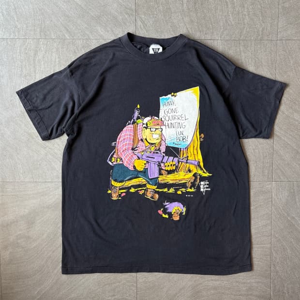 91년 미국 생산 빈티지 블랙 싱글스티치 반팔티 