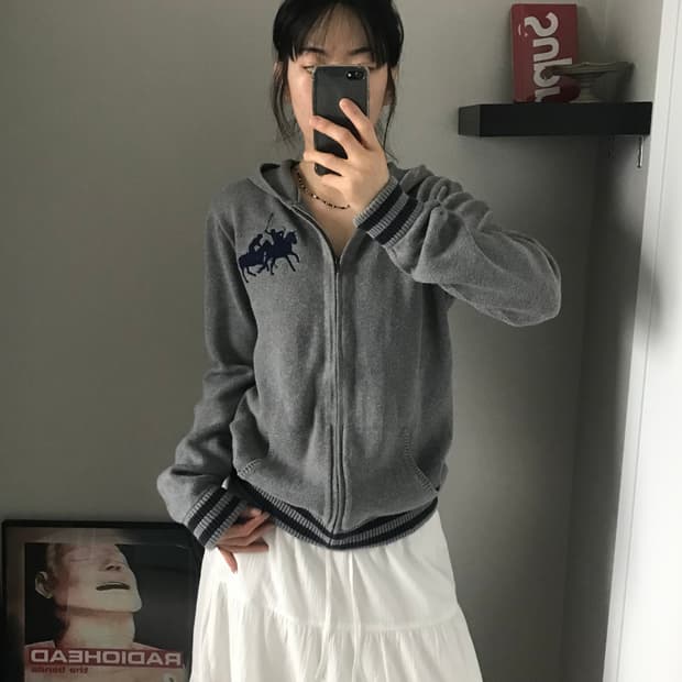 폴로 랄프로렌 빅포니로고 니트 후드집업