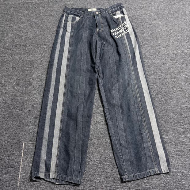 마리떼프랑소와저버 90s 스트라이프 투톤 올드스쿨 와이드 데님 팬츠