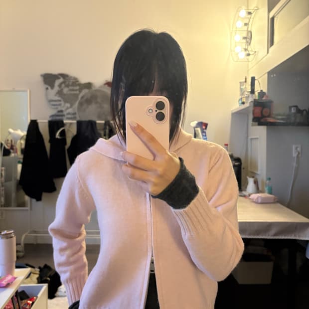 딸기우유색 후드집업