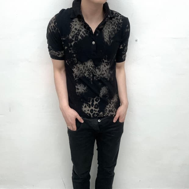 Leopard pattern collar short