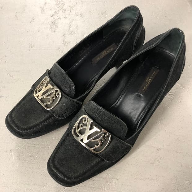 루이비통 로퍼 힐 블랙 스웨이드 36.5