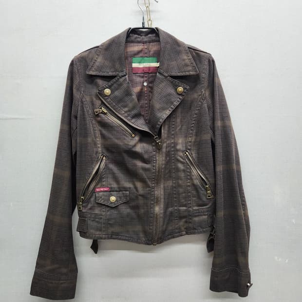 빈폴 타탄체크 라이더 크롭 자켓 95(S)