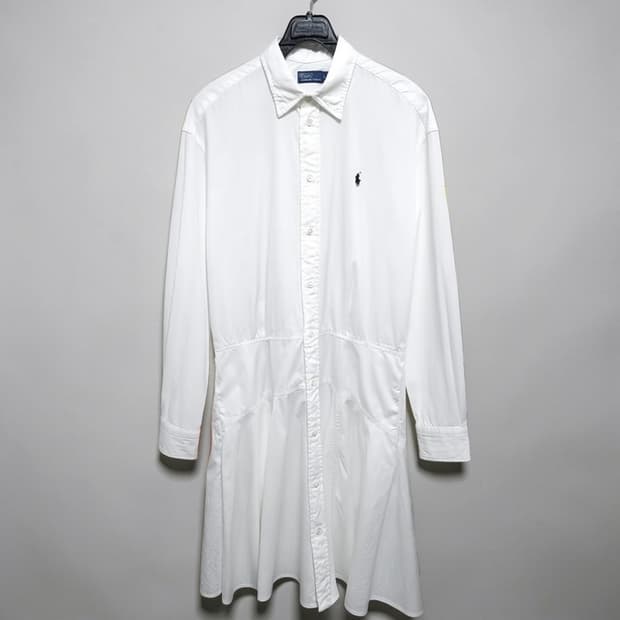여성55~66 폴로랄프로렌 셔츠 원피스 화이트 허리스트랩