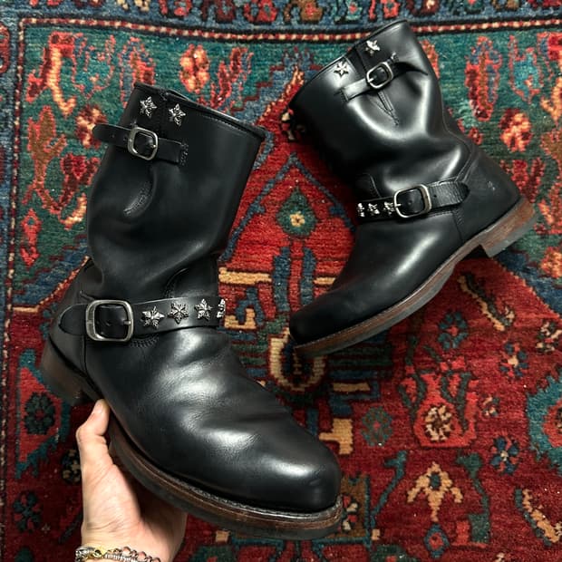 OG USA Made FRYE 풀그레인 스터드 엔지니어 부츠 