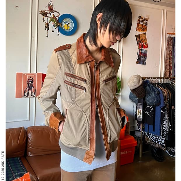 COMME CA ISM Leather Trim Trucker Jacket