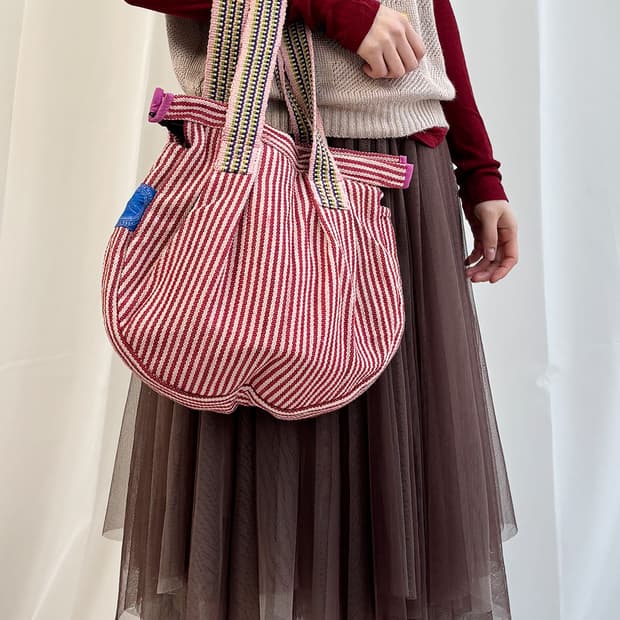 Nepal red stripe tote bag