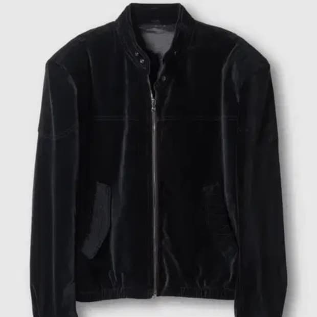 (새상품) 포커페이스 파사드 벨벳 바이커 블루종 48 