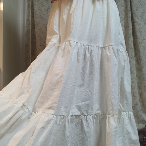 [핸드메이드] 화이트 레이스 캉캉 롱 스커트 속치마