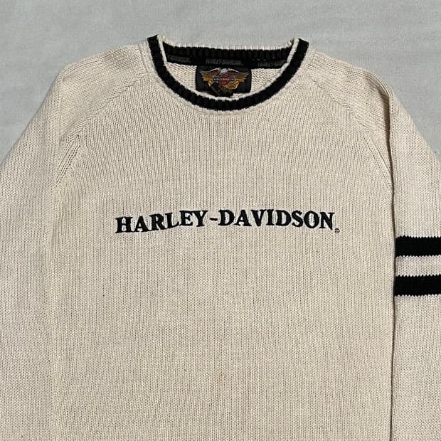 L 할리데이비슨 로고 자수 코튼 니트