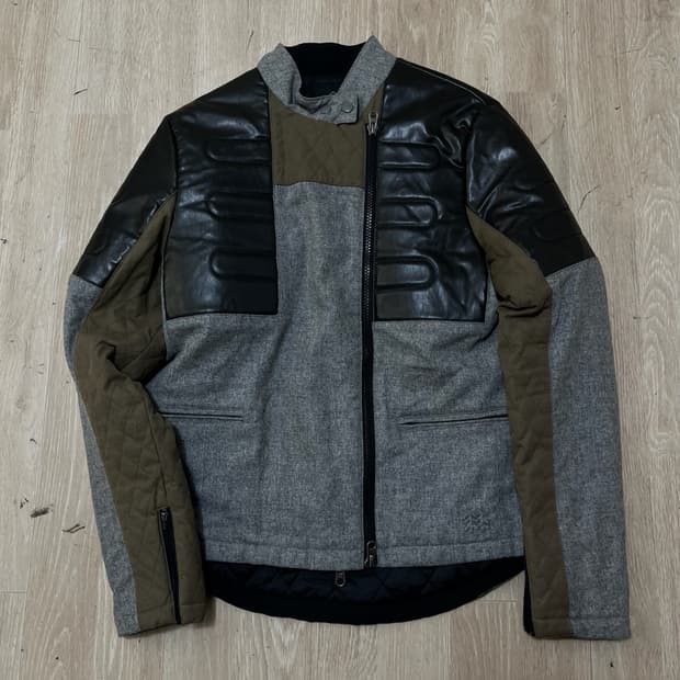 코오롱 스포츠 누빔 가죽 패치 모직 자켓 M/95 