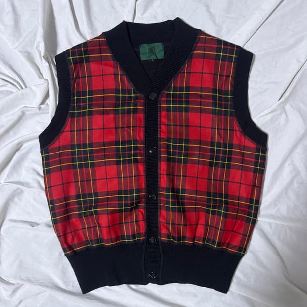 80s 주니어 고티에 체크 니트 베스트 장폴고티에
