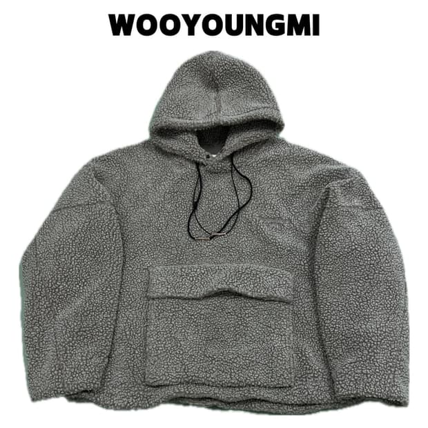 우영미 울 혼방 양털 셰르파 후드