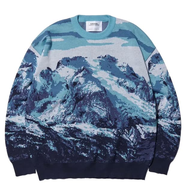 노매뉴얼 LANDSCAPE JACQUARD KNIT - BLUE
