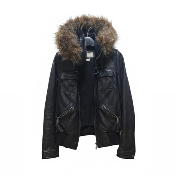 Michael kors 마이클 코어스 블랙 레더 퍼 자켓 XS