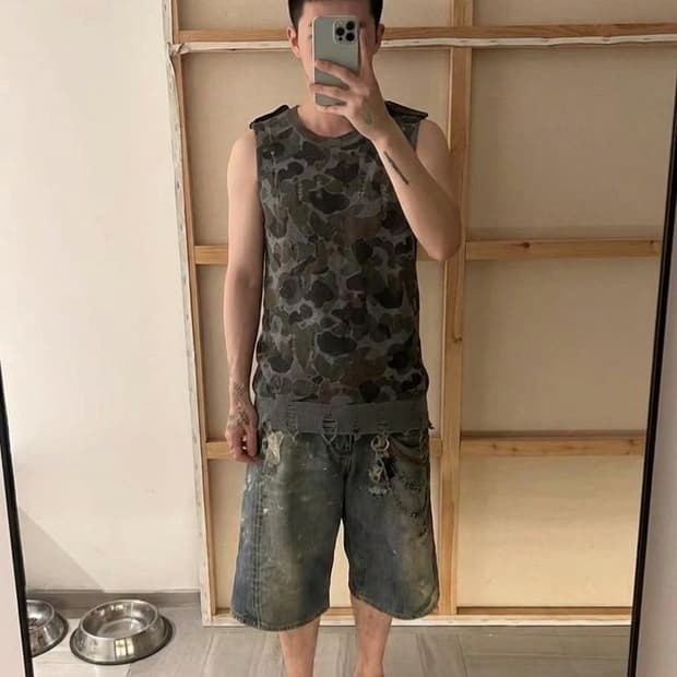 준야와타나베 x 꼼데 카고 그런지 스웨이어 맥시 롱탑