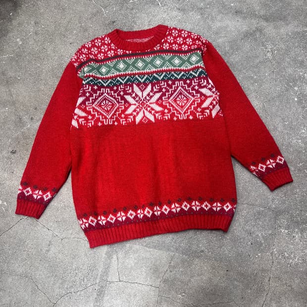 아이슬랜드 노르딕 눈꽃 울 니트 스웨터