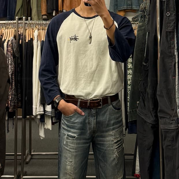 XL)스투시 레글런 7부 티셔츠