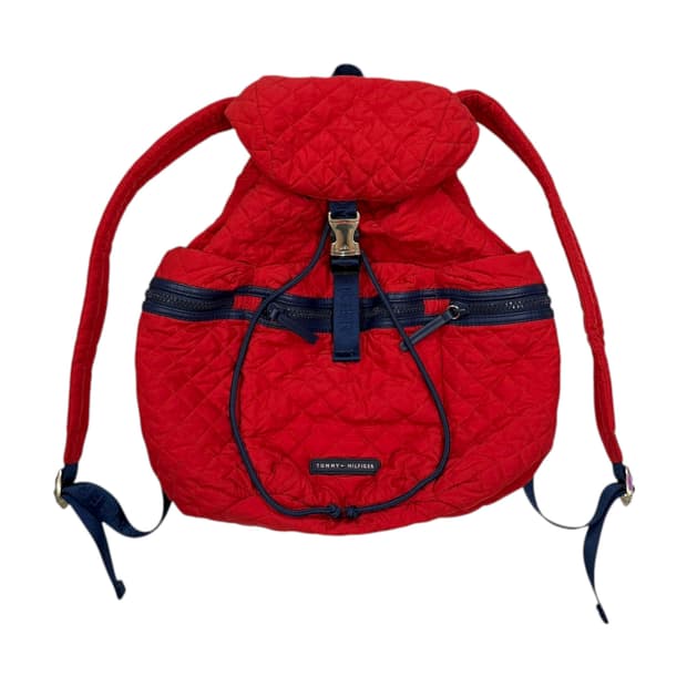 타미힐피거 빈티지 복조리 스트링 포켓 백팩 가방 레드