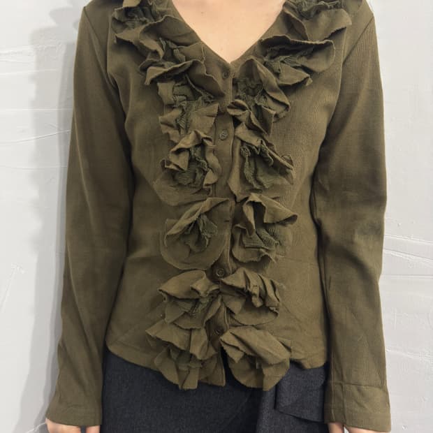 frill design knit cardigan