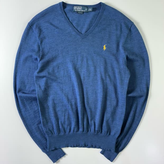 Polo  폴로 랄프로렌 자수 메리노울 소라 브이넥 니트 