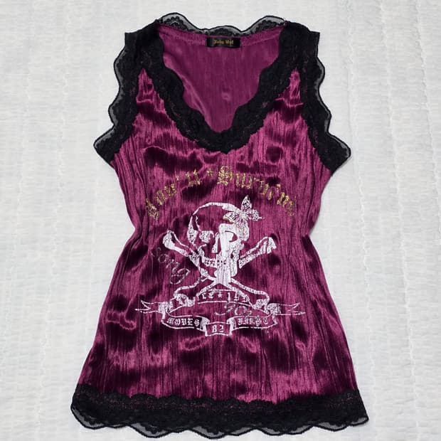 퍼플x블랙 나나깔 오네갸루 스컬 슬리브리스