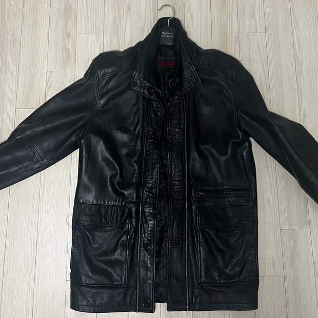 하이넥 레더 코트