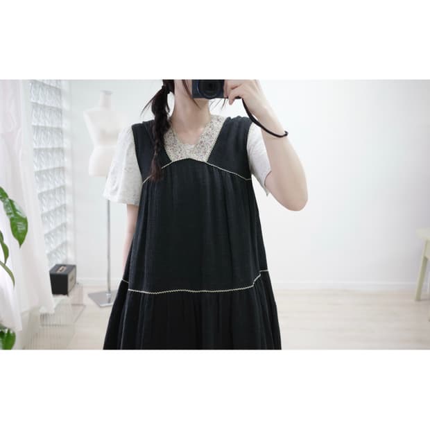 Flower V line kangkang One-piece