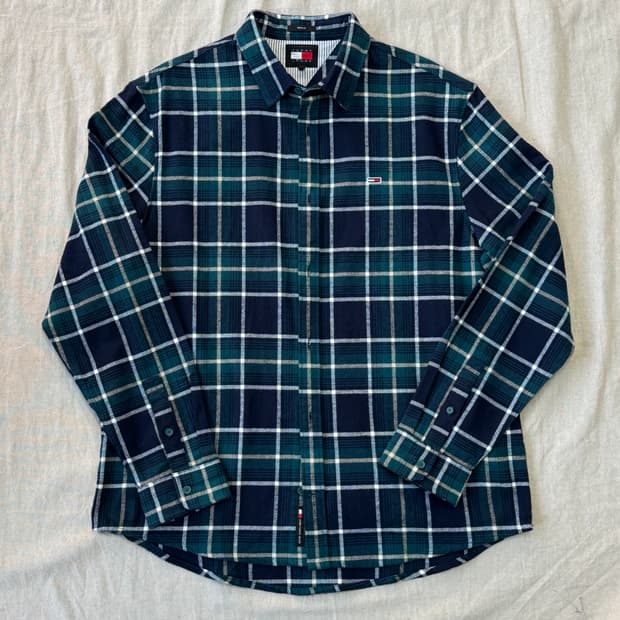 타미진스 그린 플란넬 체크셔츠 XL
