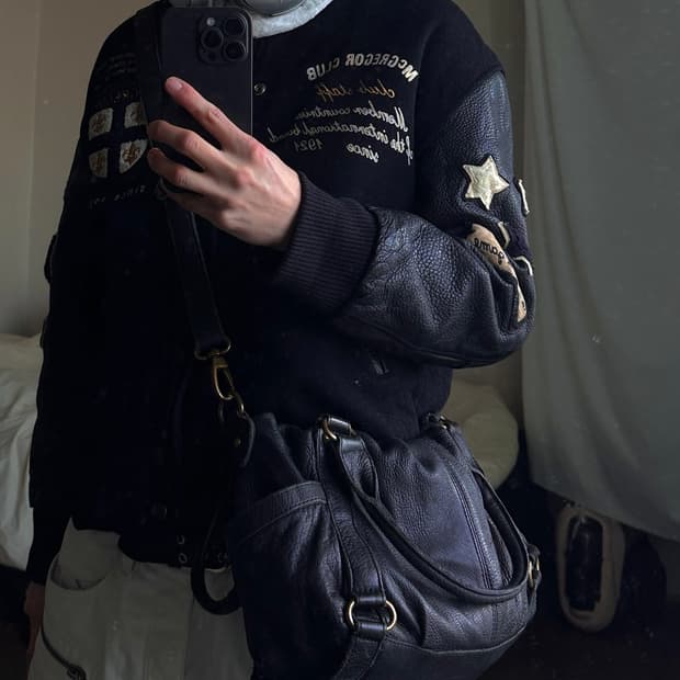 Mcgregor 스타 패치 울 레더 바시티 자켓