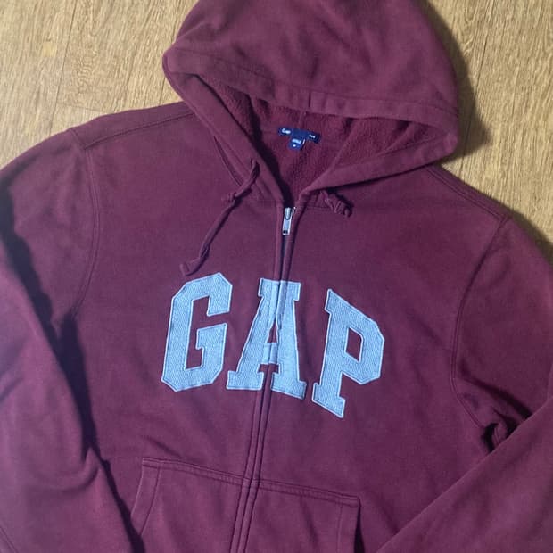 갭 버건디 후드집업 m