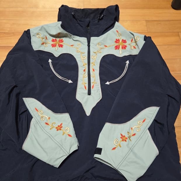 캐피탈 나일론 태피터 투톤 테네시 플라워 파카 블랙 민트