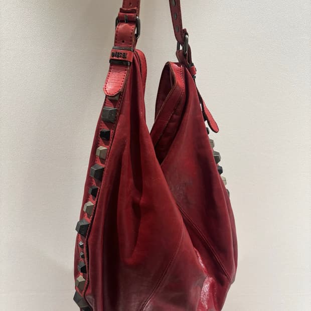 diesel studded leather shoulder bag