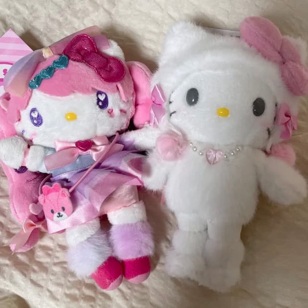 산리오 하라주쿠 한정 헬로키티 롱다리 인형 키링 세트 롱다리키티 갸루키티