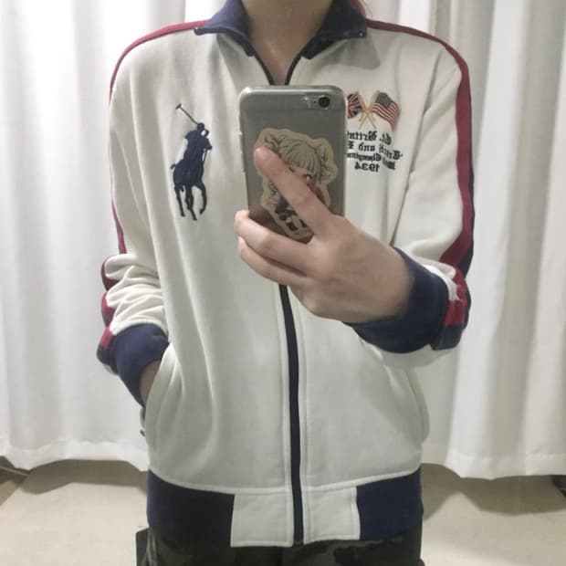 폴로 랄프로렌 빅포니 영국 GBR 그레이트브리튼 화이트 트랙 집업 져지