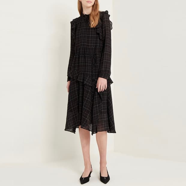 SJSJ 체크 러플 원피스 44-55