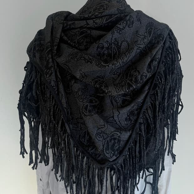 히스테릭 글래머 프린팅 프린지 머플러 목도리 스카프 스툴