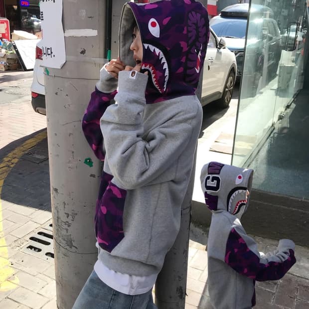 Bape Purple Camouflage Two-Way Hood Zi