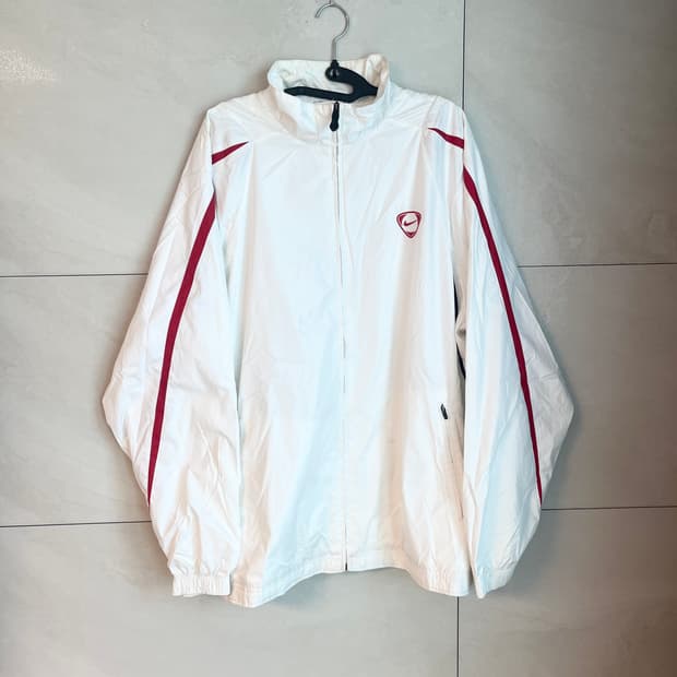 [2XL] 00s 나이키 올드스쿨 팀포 바람막이 화이트/레드