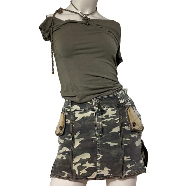 갸루 밀리터리 스커트