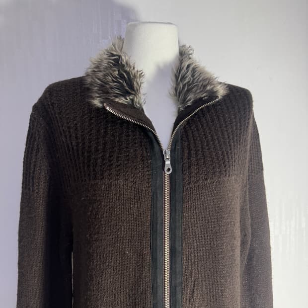 Nicole 퍼 칼라 니트집업 y2k vkei 