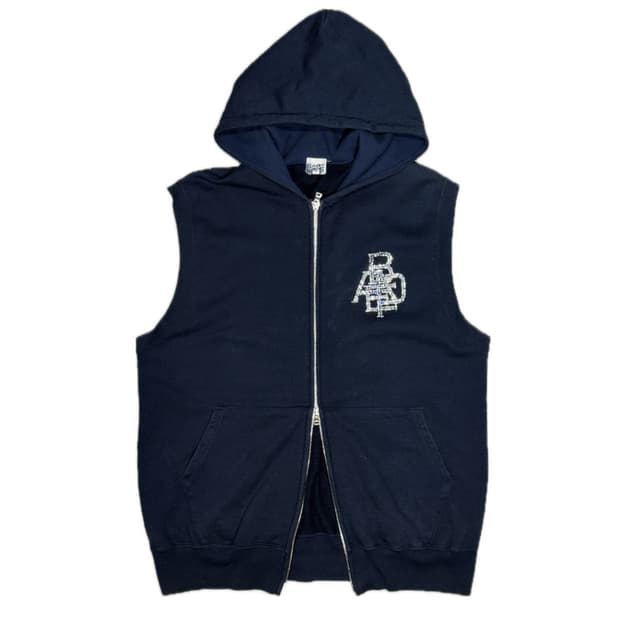 니고 시절 진짜 베이프 라인스톤 투웨이 민소매 후드 집업 베스트 자켓