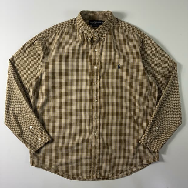 Polo  폴로 랄프로렌 90,s 자수 브라운 체크 셔츠 