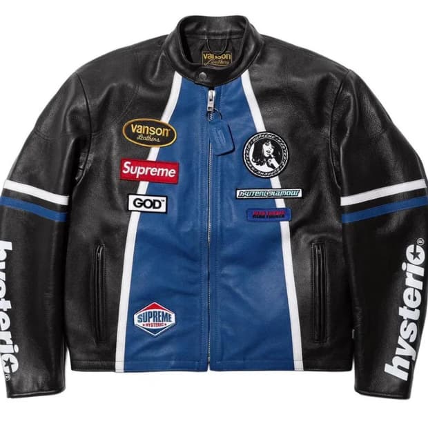 (XL) 슈프림 히스테릭 글래머 레더 자켓 블랙 블루 새상품